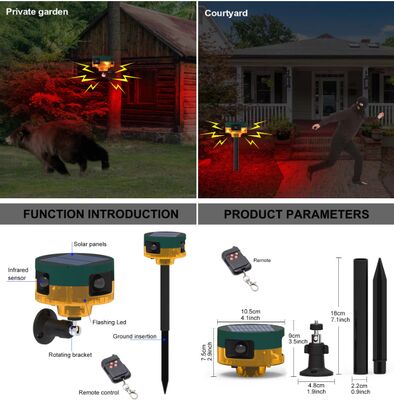 Solarbetriebene Wiederaufladbare Hundebark Abschreckende Ultraschall-Tier Abwehr Taschenlampe