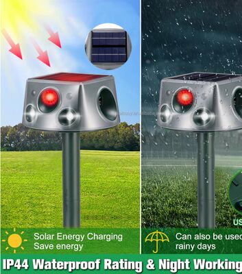 Running Deer Ultraschall-Solar-Tier Abwehrmittel für den Hof 6 Modi Abwehrmittel mit Bewegungssensor & Blinklicht