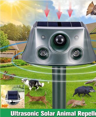 Running Deer Ultraschall-Solar-Tier Abwehrmittel für den Hof 6 Modi Abwehrmittel mit Bewegungssensor & Blinklicht