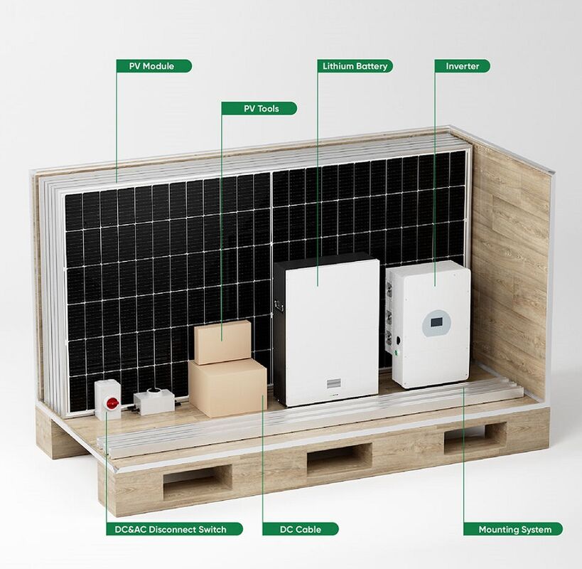 Komplettes Hybrid-Solarenergiesystem 3 Phase 3KW -30KW Off-Grid-Hybrid-Solarpanelsystem